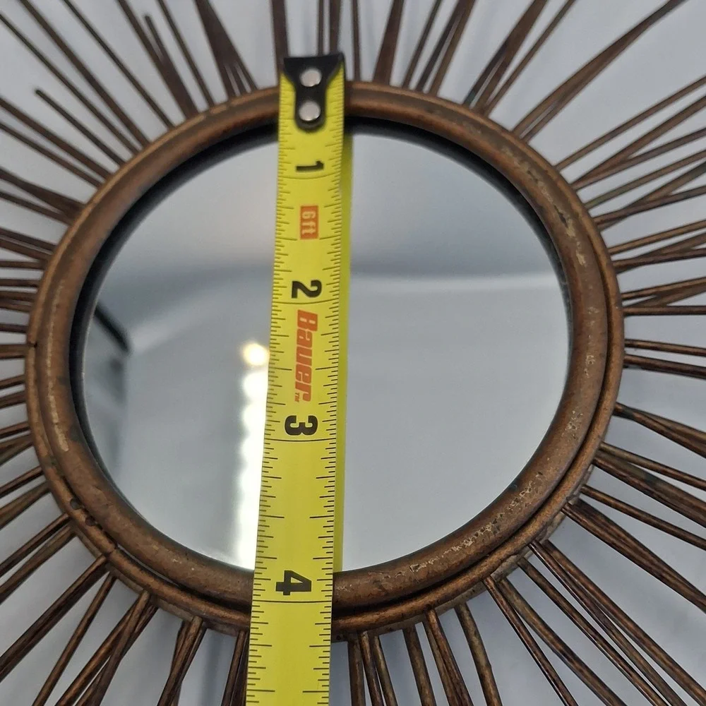 MCM Metal Sunburst Wall Mirror 12 In Round Starburst Wire Celestial Boho Decor